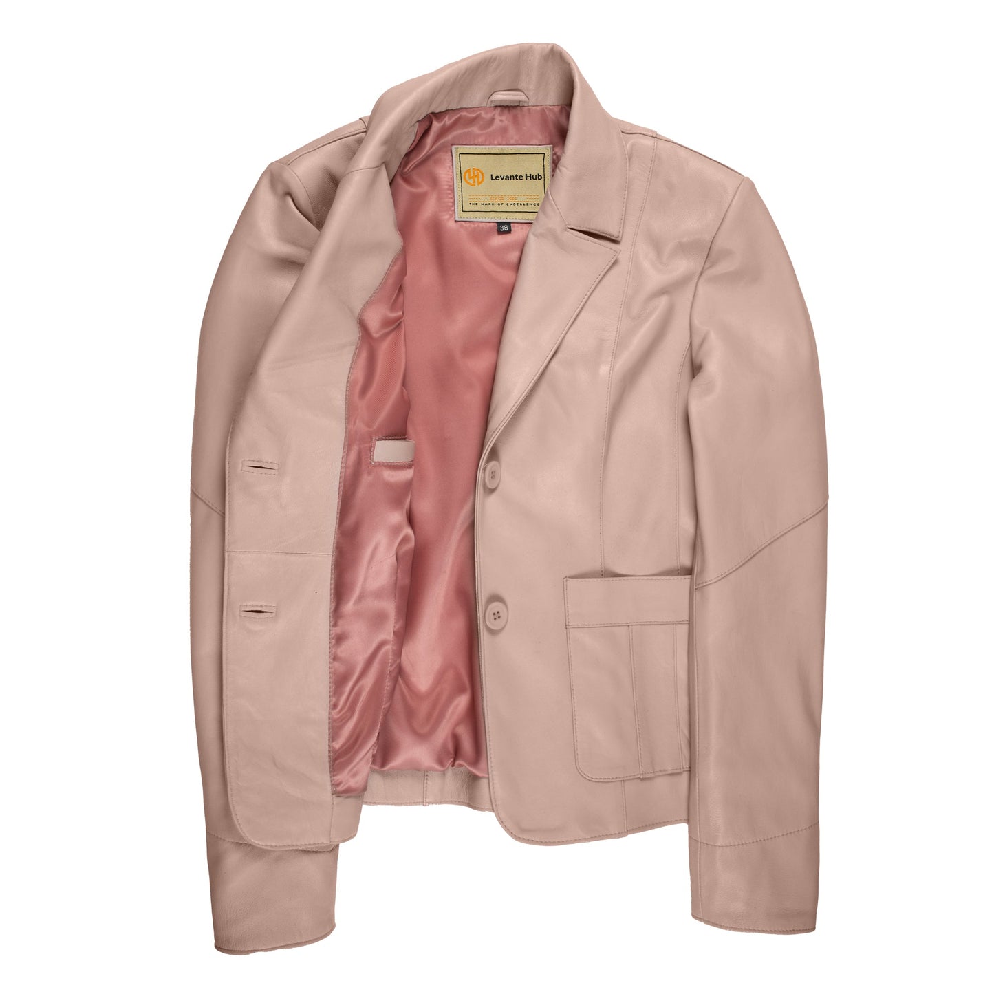 Blush Aura Women's Lambskin Leather Blazer-2