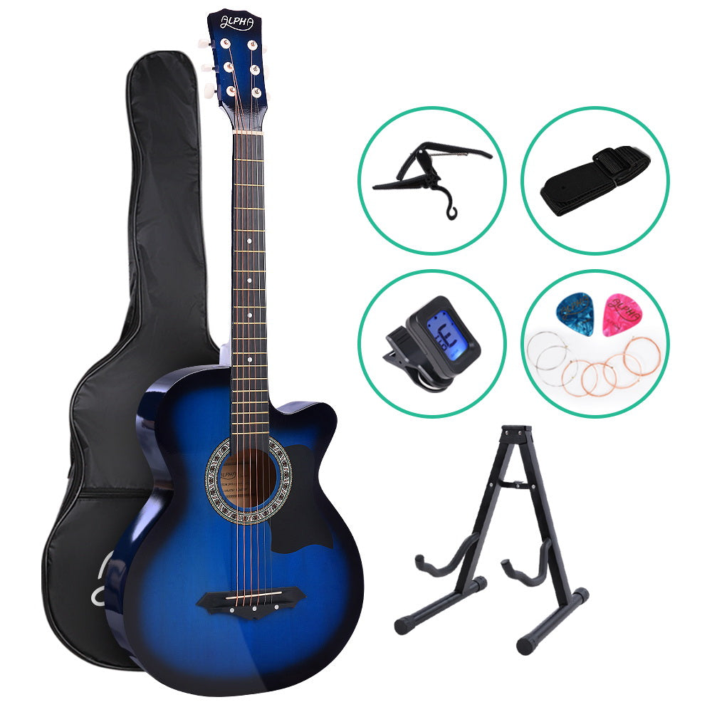 NNEDSZ 38 Inch Wooden Acoustic Guitar with Accessories set Blue-0