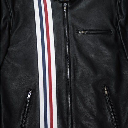 Patriot Racer with American Flag Leather Jacket