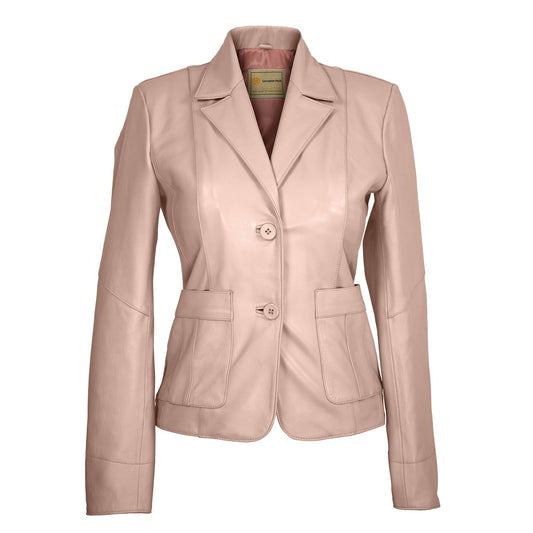 Blush Aura Women's Lambskin Leather Blazer-0