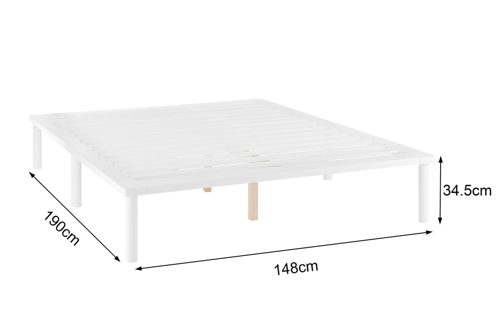 NNEKGE Orlando Wood Bed Frame (Double White)-3