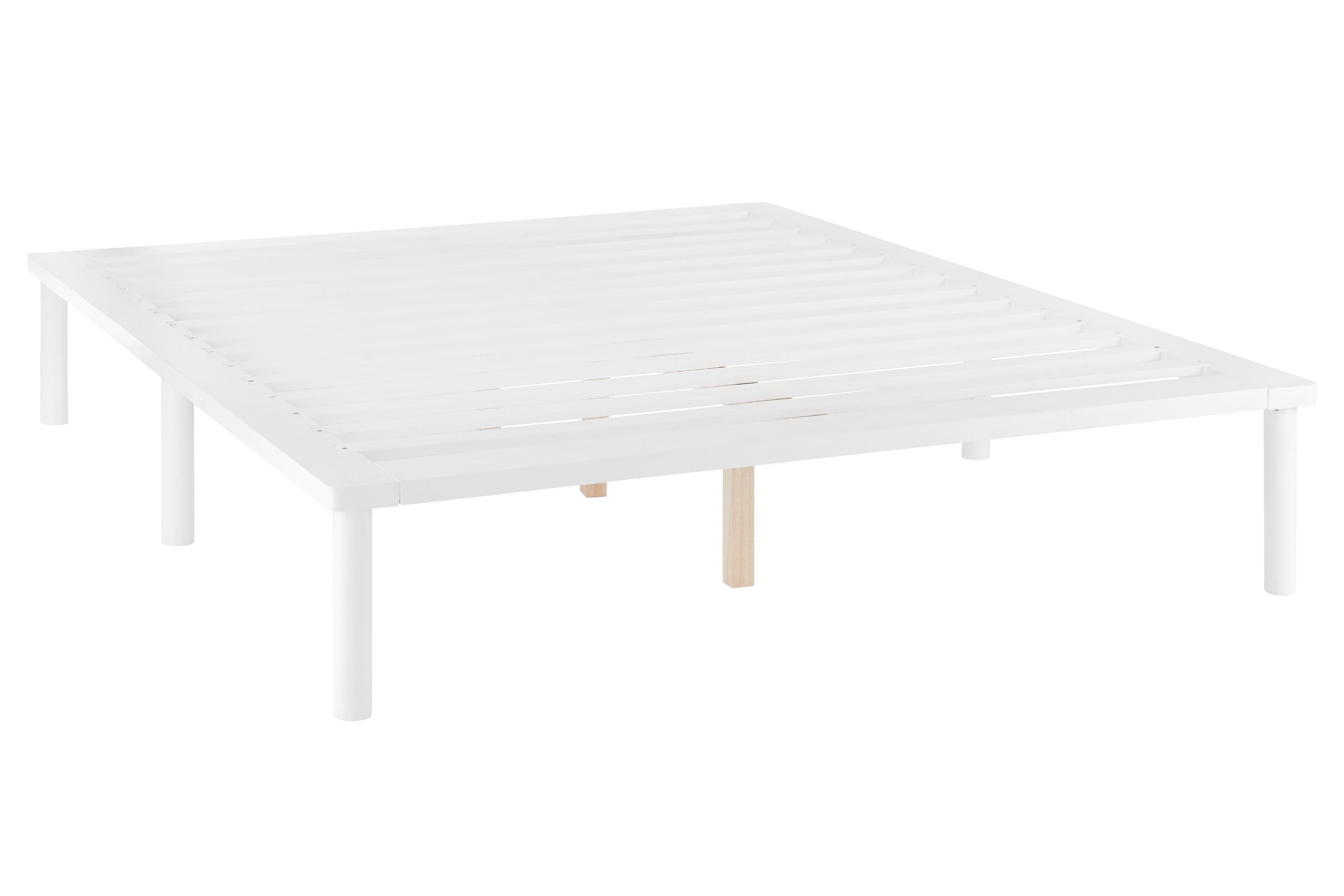 NNEKGE Orlando Wood Bed Frame (Double White)-1