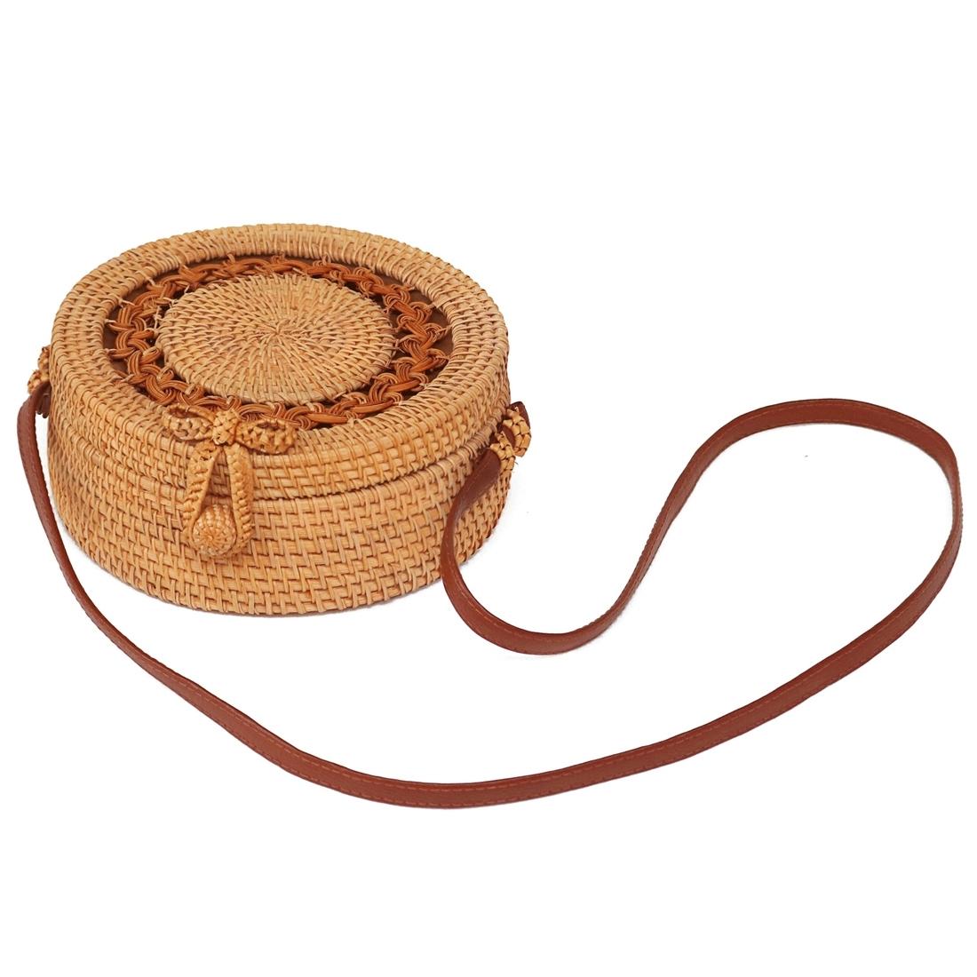 NNEDSZ Handmade Sunflower Rattan Bag Vintage Art Beach Diagonal Bag 20X20X8Cm-1
