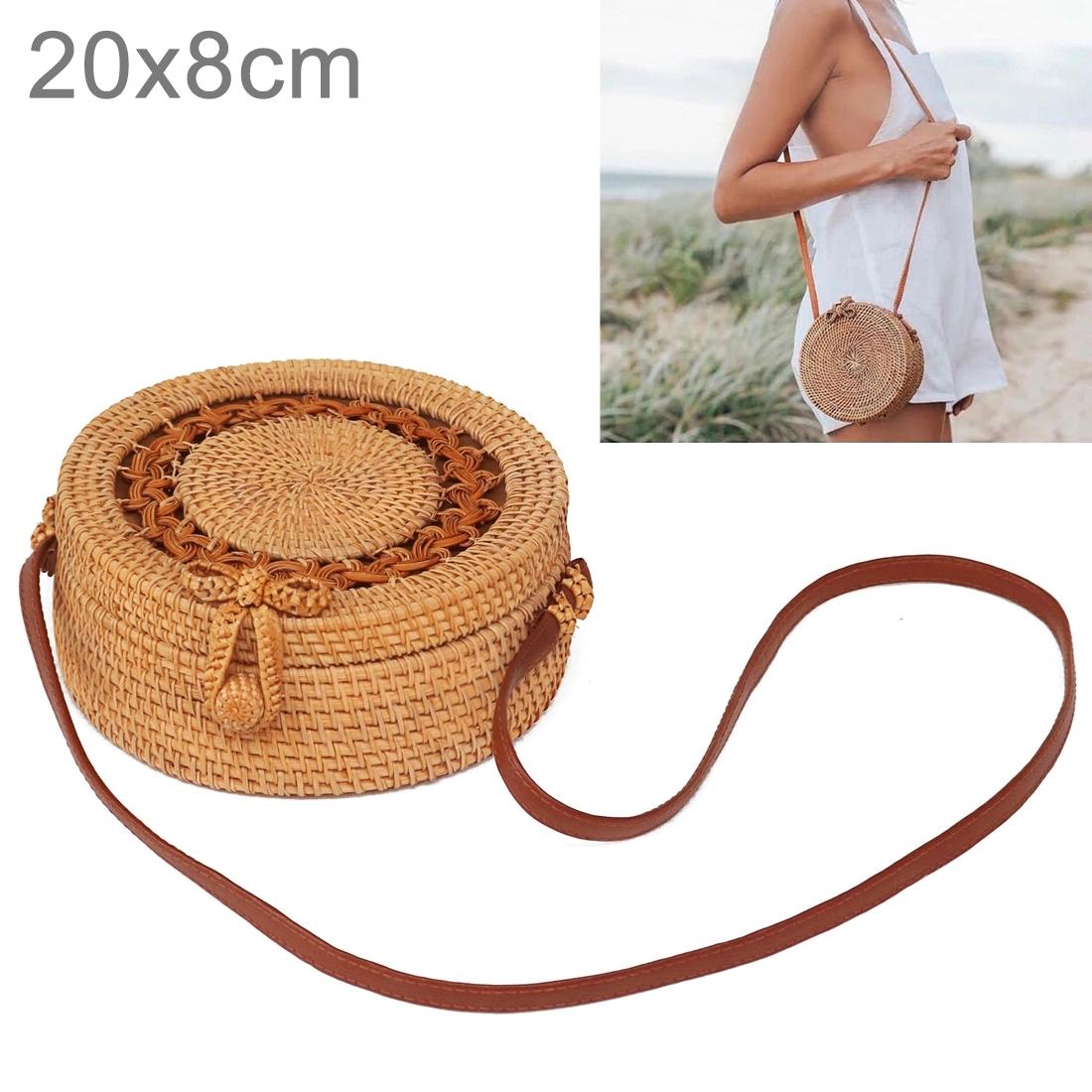 NNEDSZ Handmade Sunflower Rattan Bag Vintage Art Beach Diagonal Bag 20X20X8Cm-2