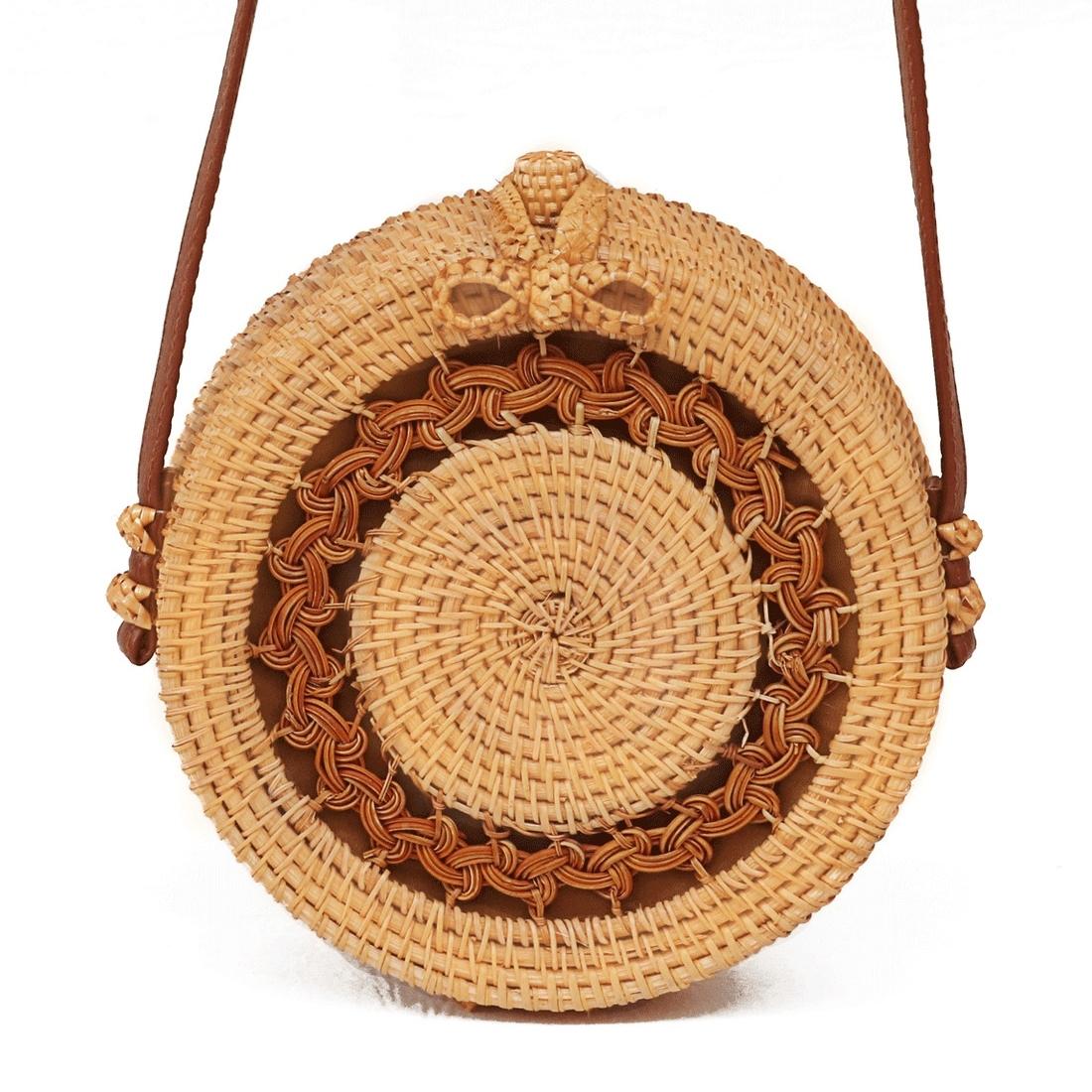 NNEDSZ Handmade Sunflower Rattan Bag Vintage Art Beach Diagonal Bag 20X20X8Cm-3