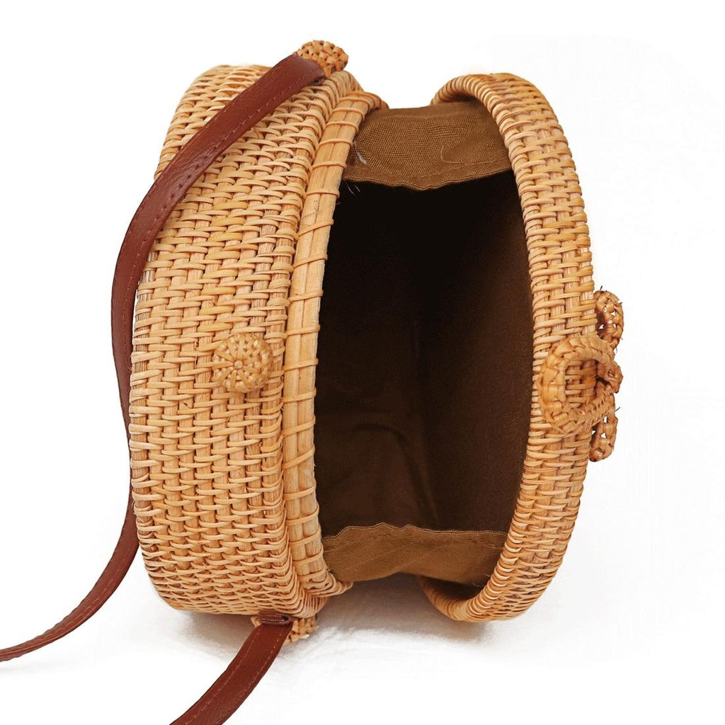 NNEDSZ Handmade Sunflower Rattan Bag Vintage Art Beach Diagonal Bag 20X20X8Cm-4