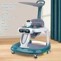 Multifunctional Robot Baby Walker 2 in1 Twist Baby Walker Round Kids Walker for Babies Cycle with Adjustable Height and Musical Toy Bar Rattles and Toys, Activity Walker for Kids Wheel 6-24 Months (Blue)