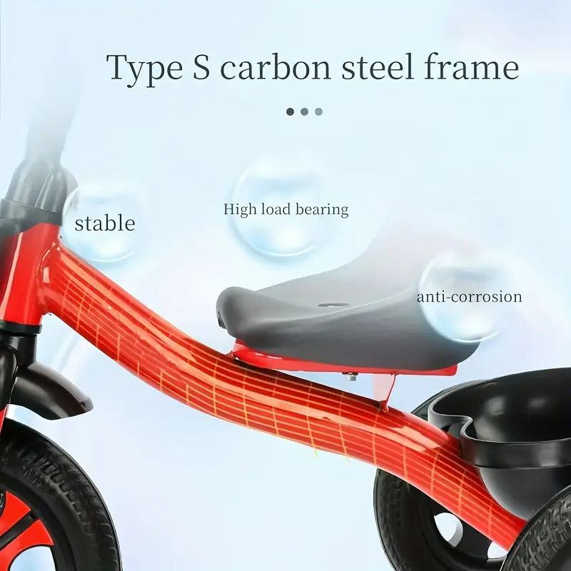 NNETM 3-Wheel Kids Red Tricycle Stainless Steel Bike-4