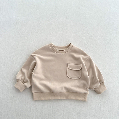 Arrival Kids Unisex Soft Comfortable Long Sleeves Solid Color Top Casual Pullover