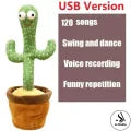 New Special Edition Rechargeable Swing Body Dancing and Singing Cactus Toy With Recording Colorful Lighting Repeats What You Say Fun Toy Home Decorative and Children Playing Birthday Gifts for Boys and Girls - Assorted Dressing