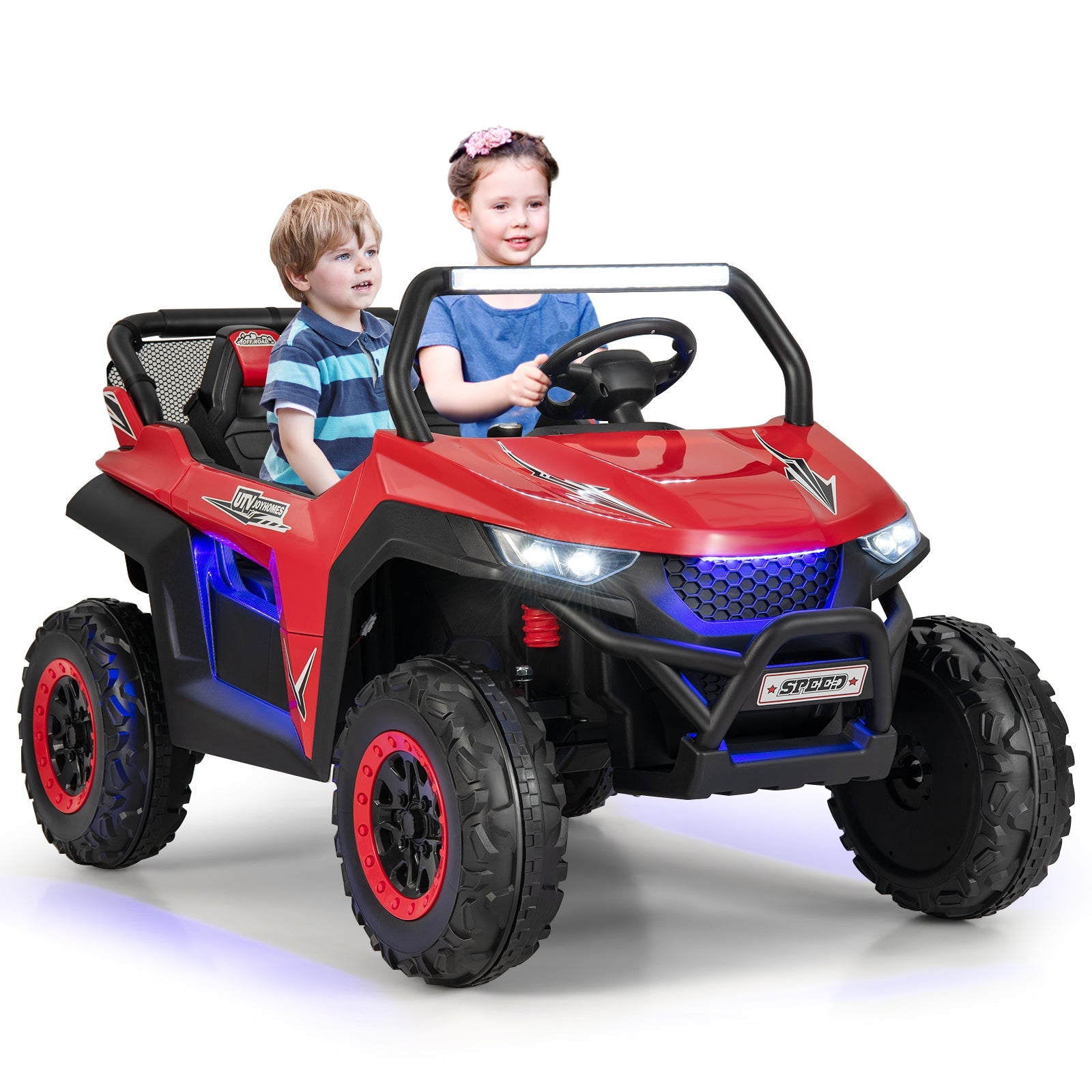 NNECW 12V 2-Seater Kids Ride On Car  with Light Music &amp;amp; Electric Remote Control-Red-4